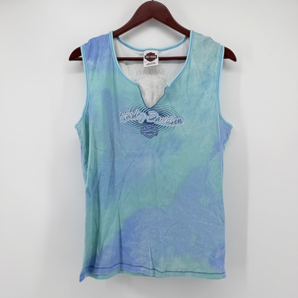 Vintage Harley Davidson 2X Beartooth Billings MT Tie Dye Tank Top Biker Chic HOG